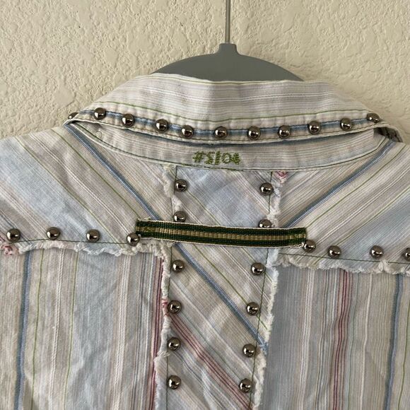 Johnny was striped studded embroidered‎ button down - Picture 4 of 12